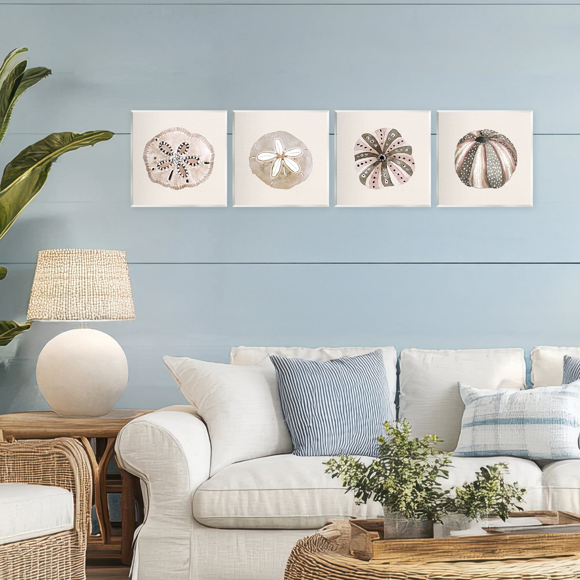 Stupell Industries Taupe & Beige Sea Creatures 4 Piece Wall Plaque Art Set, design by Lanie Loreth