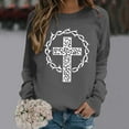 thumbnail image 2 of Arlun Christian Sweatshirt for Women Jesus Faith Trendy Leopard Cross Graphic Printed Pullover Tops Long Sleeve Crewneck Loose Cozy Religious Cute Y2K Sweatshirt Dark Gray S, 2 of 4