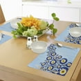 thumbnail image 4 of Ambesonne Evil Eye Place Mats Set of 4, Diagonal Vivid Pattern, Standard Size, Blue Pale Blue Yellow, 4 of 6