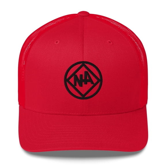 NA Black Circle Diamond Logo Clean Sober 12-step Recovery Rehab Support Gifts Retro Mesh Hat (Red)