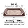 thumbnail image 2 of FurHaven Two-Tone Faux Fur & Suede Full Support Orthopedic Sofa Pet Bed for Dogs & Cats - Large, Espresso, 2 of 12