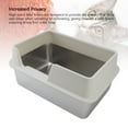 thumbnail image 3 of Stainless Steel Cat Litter Box, Open Top Cat Litter Tray with Scoop and High Side Litter Box Enclosure, Covered Litter Box with Lid for Kitty, Medium Sized Pets, Easy to Clean, 3 of 7
