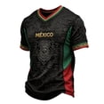 thumbnail image 2 of Mexico 2026 Soccer Cup Fan Jersey for Men, V-Neck Short Sleeve Supporter Shirt, Breathable Athletic Top for Match Day & Tailgate, 1 PC Black L, 2 of 4