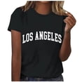 thumbnail image 5 of YHAJDS T Shirts for Women Short Sleeve Round Neck Letter Print Casual Pullover Summer, 5 of 5