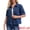 Dark Blue, variant on Women's Short Sleeve Button Down Boxy Shirt Tops Jean Jacket S Dark Blue