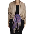 thumbnail image 3 of Exclusive Paisley Floral Border Reversible Pashmina Wrap Shawl, 3 of 10