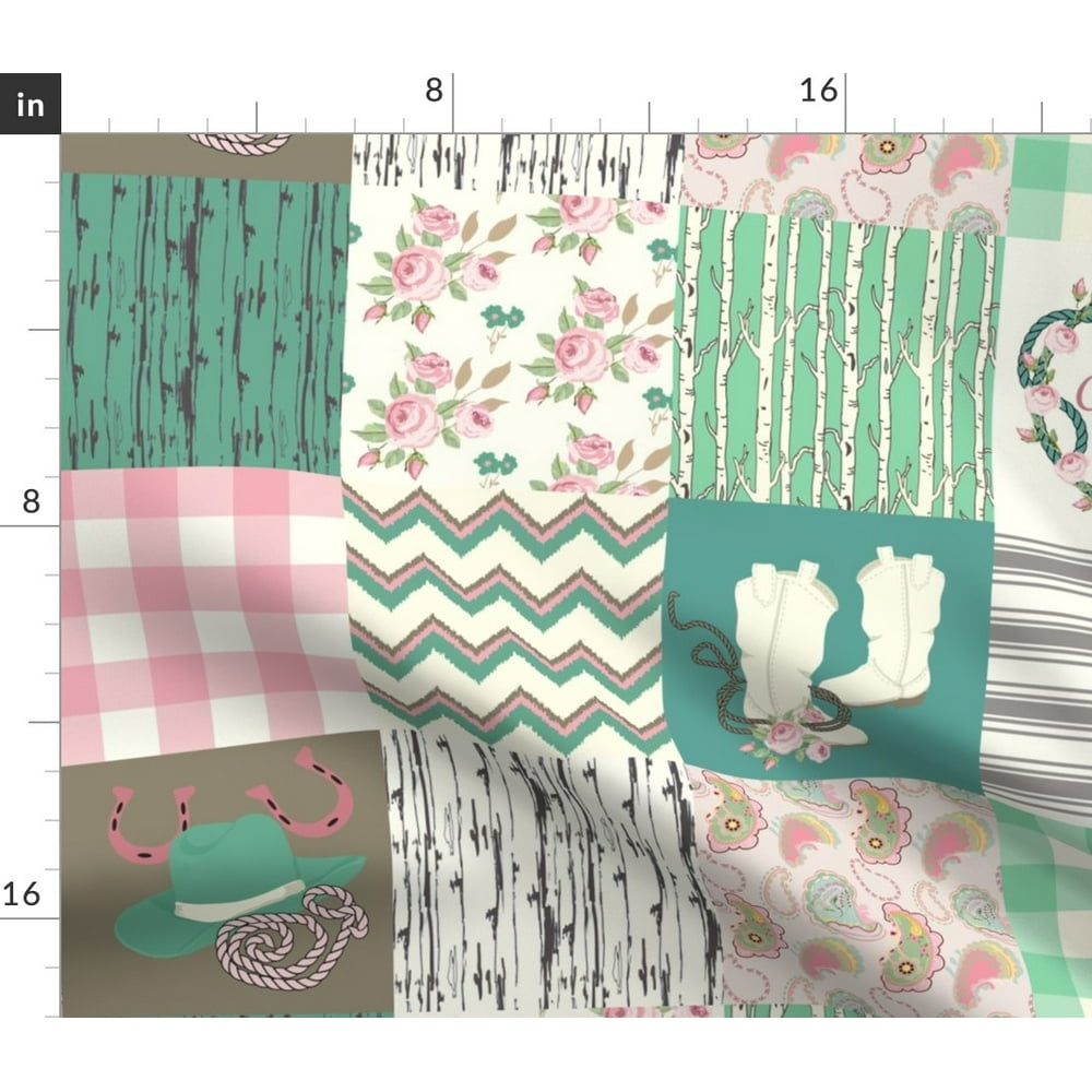 Cowgirl Cheater Quilt Wholcloth Spoonflower Fabric by the Yard