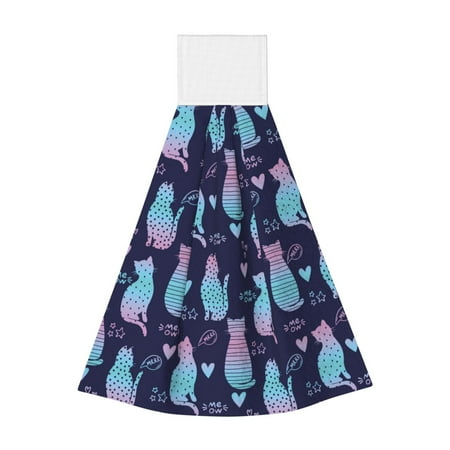 

Kdxio Silhouette Cats Hand Towel with Loop Hanging Towel Absorbent Tie Towels for Kitchen Tea Bar Bathroom Decor