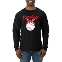 Wild Bobby, Cute Baseball Mom Ribbon Gift, Mother's Day, Men Long Sleeve Shirt, Black, Small