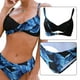 thumbnail image 3 of Traje de baño de dos piezas con escote en V y estampado de leopardo sexy para mujer - Azul, 3 of 6