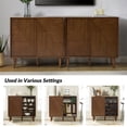 thumbnail image 4 of 72" Storage Wine Rack Cabinet Set Adjustable Wine Glass Holder Bar Buffet Sideboard Sliding 4 Doors Kitchen, 4 of 8
