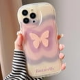 thumbnail image 4 of Compatible with iPhone Case,Clear Curly Wave Water Ripple Frame Gradient Butterfly Camera Lens Protection Soft Shockproof Cover Phone Case (Pink,iPhone 13), 4 of 7