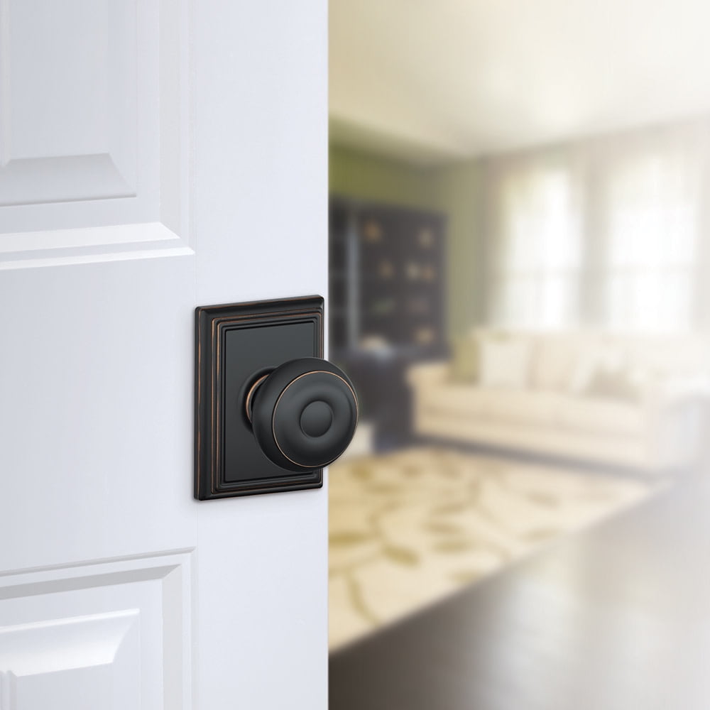 Schlage F10GEO622ADD Addison Collection Georgian Passage Knob, Matte Black