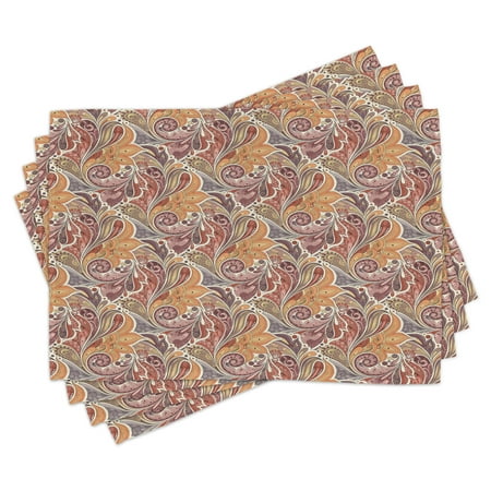 

Floral Placemats Set of 4 Traditional Paisley Leaf Pattern with Persian Arabesque Details Colorful Boho Design Washable Fabric Place Mats for Dining Room Kitchen Table Decor Multicolor by Ambesonne
