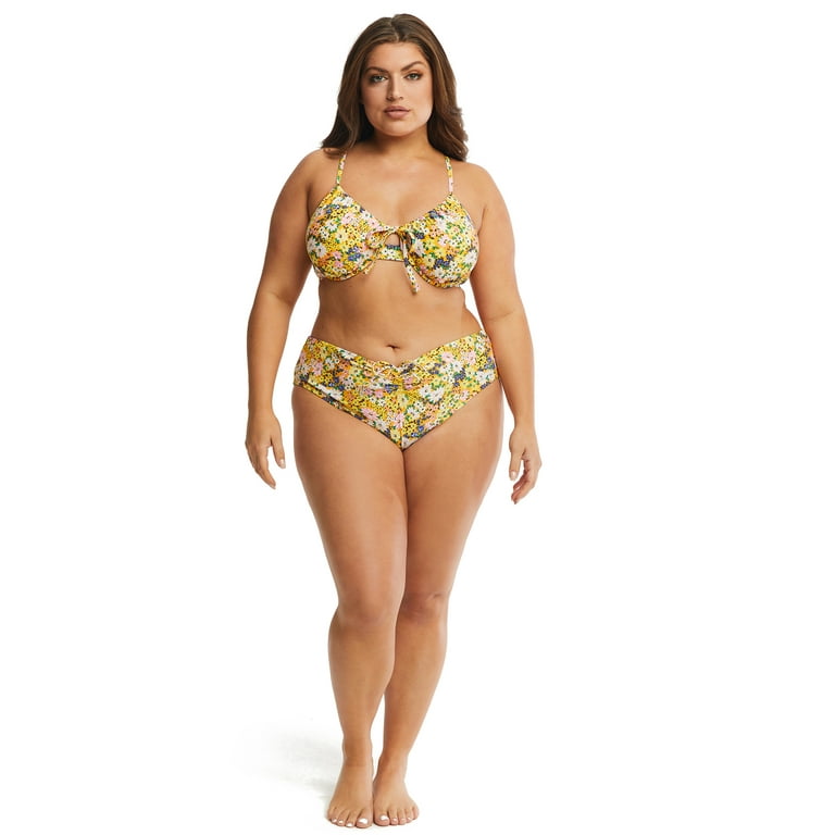 Time and Tru Women's Printed Ruched Underwire Bikini Top, Sizes S-3X 