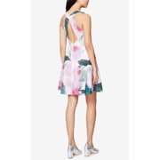 RACHEL Rachel Roy Womens Blush Multi Sleeveless Printed Taffeta Fit & Flare Dress 14