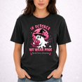 thumbnail image 2 of In October We Wear Pink T-Shirt – Halloween Breast Cancer Awareness – Unisex Fall Season, 2 of 6