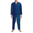 thumbnail image 3 of KLL teal blue Sleepwear Mens Flannel Pajamas,Long Cotton Pj Set-Large, 3 of 7