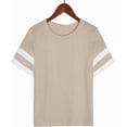 thumbnail image 3 of Womens T Shirts Loose Fit Short Sleeve Tees with White Striped Sleeves Casual Loose Crew Neck Tee Summer Lightweight Girls Outfits Clothes, 3 of 5