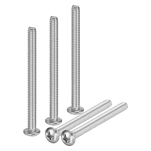Uxcell 5-Pack 1/4-20x3 Pan Head Machine Screws 304 Stainless Steel Cross Head Fully Threaded Bolts for Furniture Silver