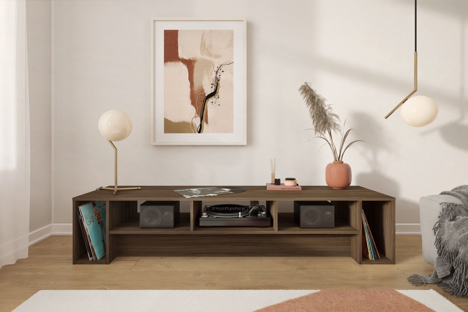 Nexera Rustik TV Stand for TVs up to 80 inches, Walnut
