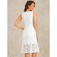 thumbnail image 3 of DARING DIVA Lace Cocktail Boat Neck Evening Sheath Dress L White, 3 of 6