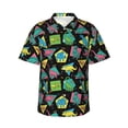 thumbnail image 4 of Wukai Geometric Dinosaur Men's Hawaiian Shirt Short Sleeve Casual Button Down Summer Beach Aloha Shirt Tropical Print Holiday Party, 4 of 8