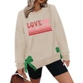thumbnail image 2 of FUNUONY Chandails en Molleton pour Femmes Hauts de la Saint-Valentin Imprimé Cœur Amour Col Rond Pull Oversize Tendance Blouse Ample Manches Longues Beige m, 2 of 3