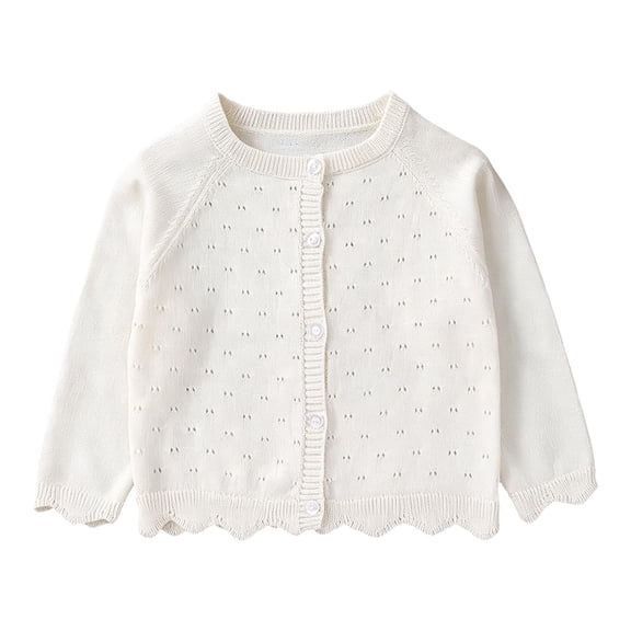 Tiijoy Newborn Girls Lace Knitted Cardigan Fall Long Sleeve Button Front Sweater, Beige