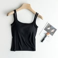 thumbnail image 2 of Lixiuxyad Built-in Bra Tank Tops Women Spring And Summer Outerwear With Integrated Threaded Shoulder Sling With Chest Pads And Vest(Black L), 2 of 6