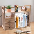 thumbnail image 3 of Desktop Bookshelf Wood Storage Rack Adjustable Display Table Shelf Office Rack, 3 of 12