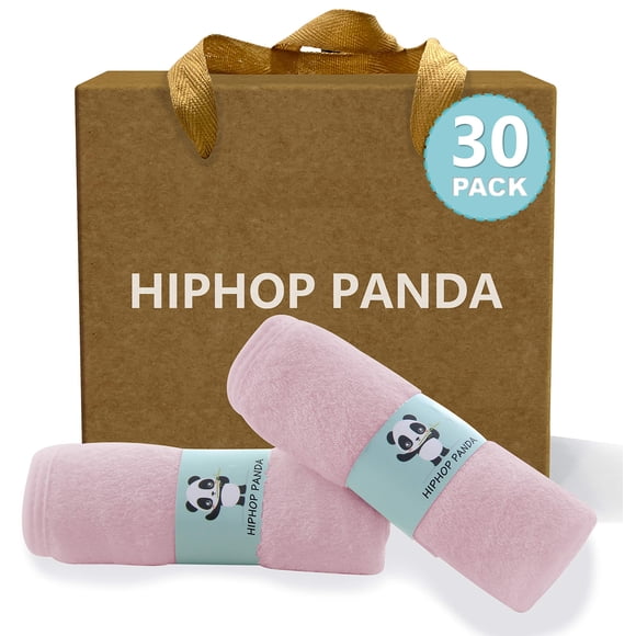 Paños de Lavado para Bebé HIPHOP PANDA Paquete de 30, 25x25 cm Rosa Suave