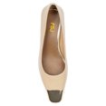thumbnail image 4 of FSJ Women Graceful Two-Tone Kitten Low Heels Pumps Slip On Square Cap Closed Toe Casual Office Work Comfort Dress Shoes Size 10.5 Nude, 4 of 4