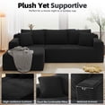 thumbnail image 6 of AENKYO 96” Cloud Modular Sectional Sofa with L-Shape Chaise, Deep Seat Corduroy Upholstered Couch, No Assembly Required, Black, 6 of 8