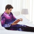 thumbnail image 6 of Naloa Purple Moon Tree Night Sky Men’s Pajamas Set - Long Sleeve Button Down Sleep Shirt and Pajama Bottoms Sleepwear Set-XX-Large, 6 of 7