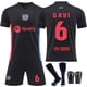 thumbnail image 1 of Barcelona black football jersey set gavi socks shin guards size 22 for kids 120-130cm, 1 of 3