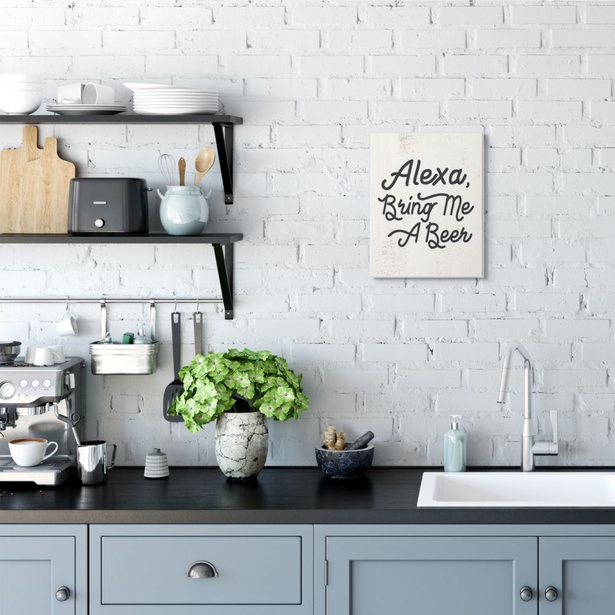 Stupell Industries Alexa Bring Me Beer Distressed Kitchen Sign Design by Daphne Polselli