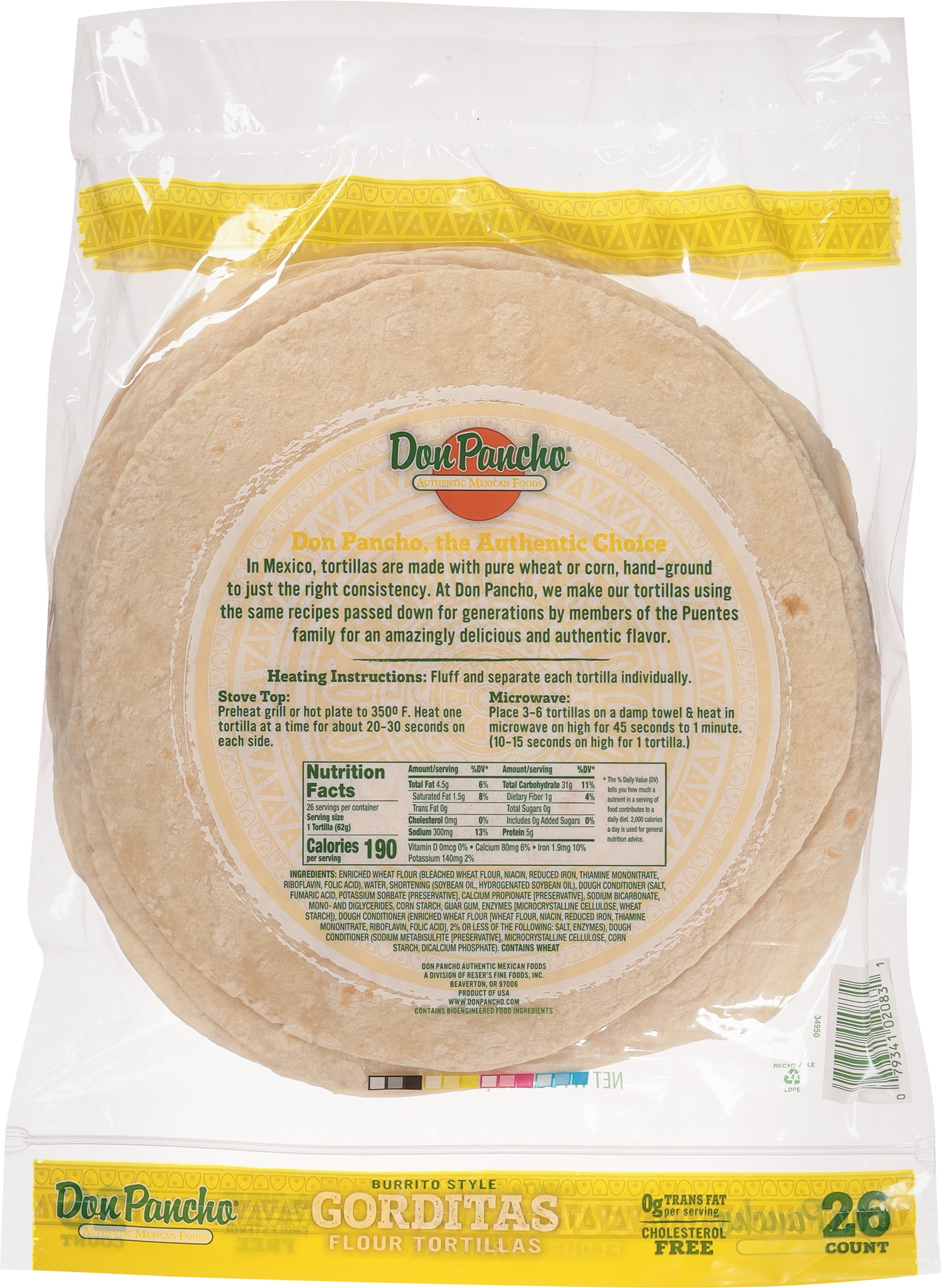 Don Pancho Family Pack Flour Tortilla 10", 57.2 oz, 26 Count