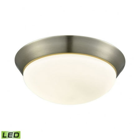 Peartree Corner - 12.75 Inch 20W 1 LED Flush Mount Satin Nickel Finish with Opal Glass-Bailey