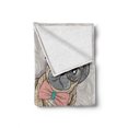 thumbnail image 2 of Pug Soft Flannel Fleece Throw Blanket, Hipster Pug with Nerdy Glasses and Bow Tie Cartoon Design Funny, Cozy Plush for Indoor and Outdoor Use, 50" x 60", Pale Yellow Pale Pink, by Ambesonne, 2 of 6