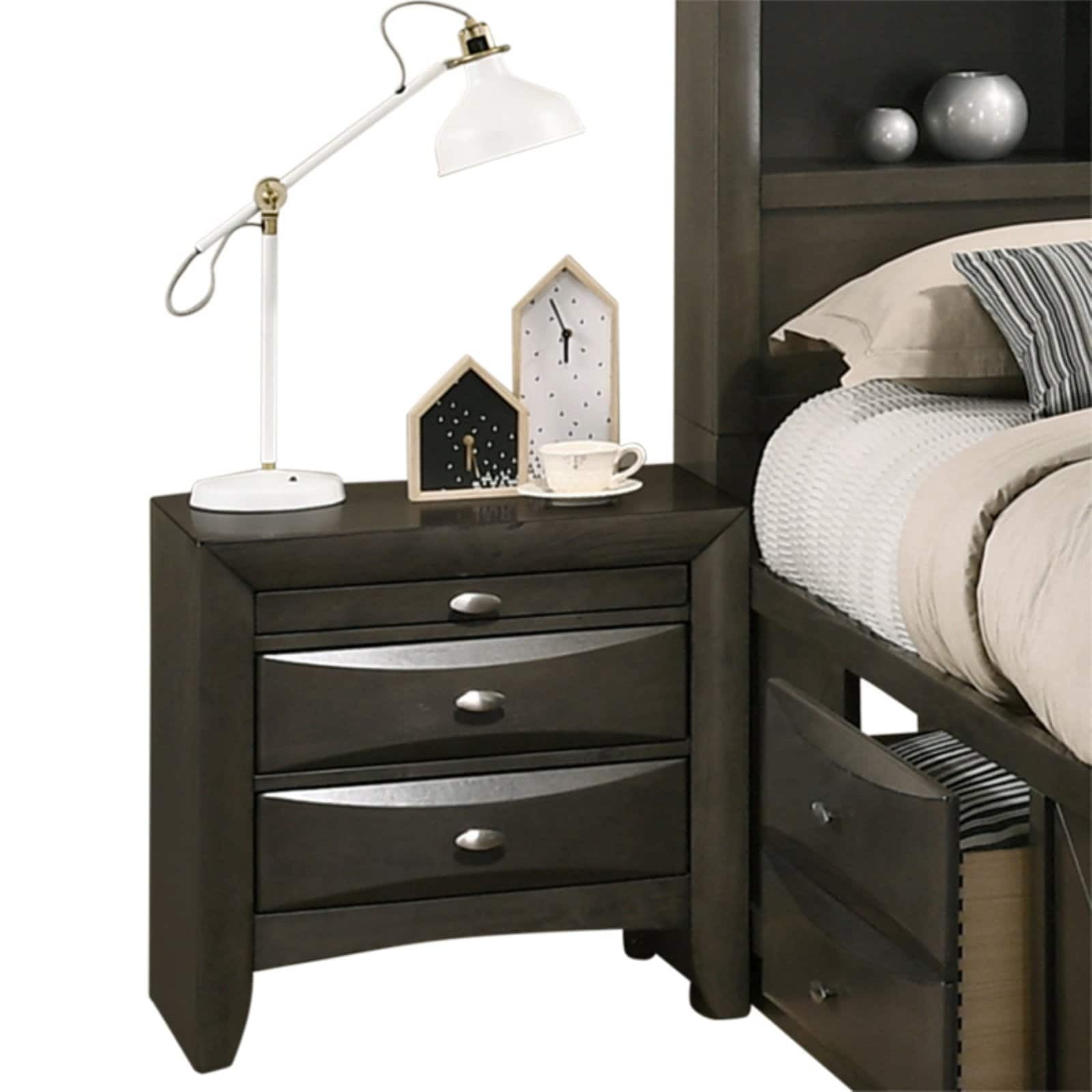 Roundhill Furniture Leslie 3 Drawer Nightstand Walmart Com Walmart Com