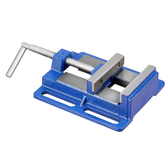 Heavy-Duty 4" Bench Vise, Cast Iron Drill Press Vise with Slotted Base for Wood&Metal Working, Drilling, Cutting Projects