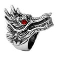 thumbnail image 2 of tasrioml Punk Men Cubic Zirconia Inlaid Carved Dragon Head Finger Ring Party Jewelry Gift, 2 of 8