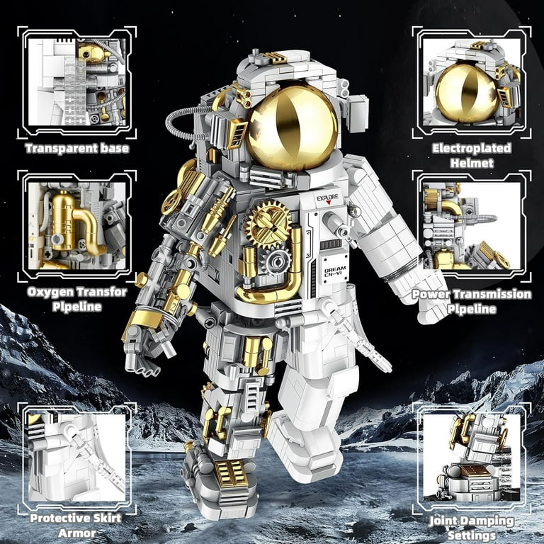Space Astronaut Building Set fors Adults Gifts for Boys 8-14, Compatible  with Lego Space Model Building Blocks, 1088 PCS Cool Collectible Gift Toys  for Adults 