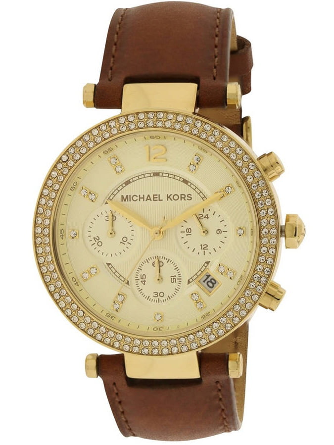 Michael Kors Women's Parker Chocolate Leather Chronograph Watch, MK2249 ...