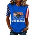 thumbnail image 3 of KDDYLITQ U.s. 250th Anniversary Shirts for Women Freedom 250th Birthday Short Sleeve Tees Summer Printed Causal Tops National Flag Print Loose Crew Neck Blouses Blue 3XL, 3 of 6