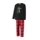 thumbnail image 3 of Pijamas navideños familiares a juego: camisa de manga larga con estampado de árbol de Navidad y pantalón a cuadros elástico para estar en casa., 3 of 10