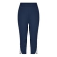 thumbnail image 6 of CPNG Girls Summer Capri Slim Pants Summer Sports 3/4 Length Leggings High Waist Running Yoga Athletic Leggings(Navy,12-13 Years), 6 of 7