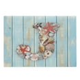 thumbnail image 1 of Letter J Cutting Board, Summer Holiday on Tropical Beach Theme J Rustic Old Wood Planks, Decorative Tempered Glass Cutting and Serving Board, Large Size, Dark Coral Pale Blue, by Ambesonne, 1 of 1