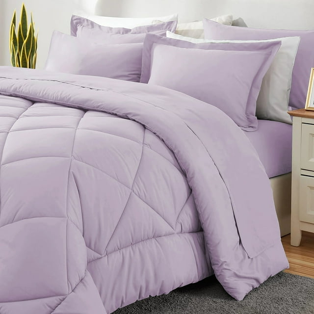 Sleepdown Ensemble de Literie 7 Pcs pour Lit Très Grand, Violet Clair, avec Couettes Très Grand Size